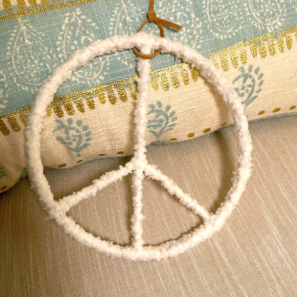 Fuzzy/Cozy Boho Hanging Peace Sign